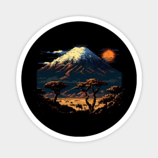 Mount Kilimanjaro Pixel Art Magnet